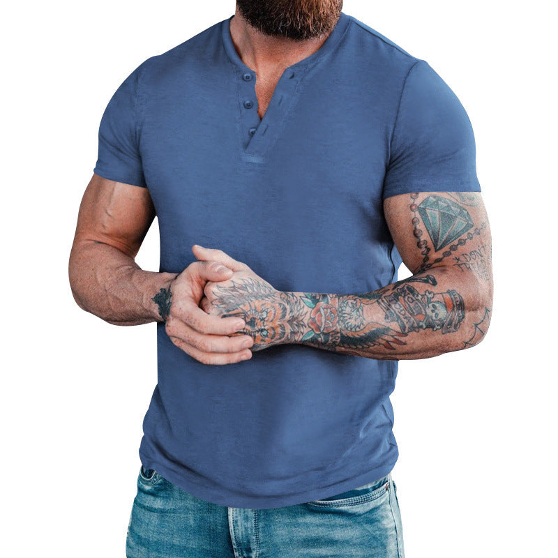 Men Button Henry T-Shirt