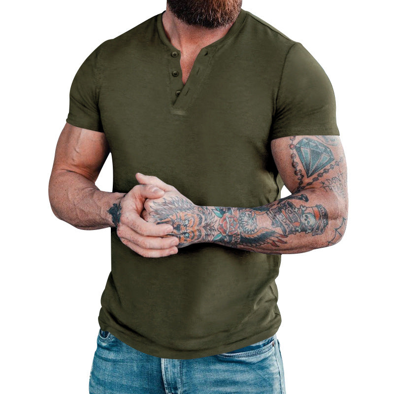 Men Button Henry T-Shirt