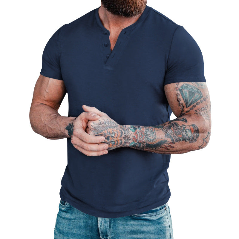 Men Button Henry T-Shirt