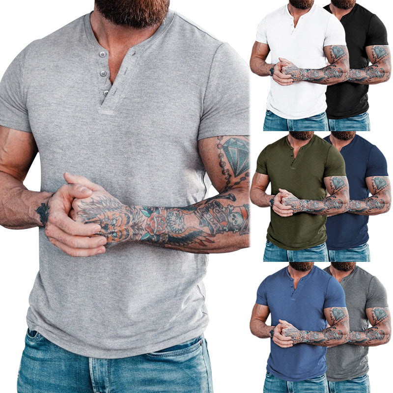 Men Button Henry T-Shirt